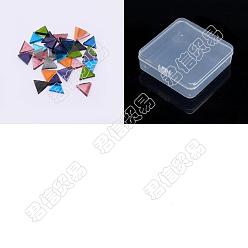 Mixed Color Olycraft Glass Cabochons, Mosaic Tiles, for Home Decoration or DIY Crafts, Triangle, Mixed Color, 12.5~13x14.5~15x2.5~3mm, about 200g/box