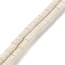 White Natural Lava Rock Beads Strands, Column, Dyed, White, 10x6mm, Hole: 1.4mm, about 40pcs/strand, 15.75 inch(40cm)