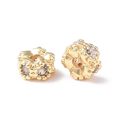 Real 18K Gold Plated Brass Micro Pave Cubic Zirconia Spacer Beads, Flower, Real 18K Gold Plated, 4x2.5mm, Hole: 1mm