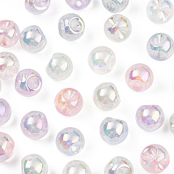 Mixed Color UV Plating Rainbow Iridescent Acrylic Beads, Round, Mixed Color, 14.5mm, Hole: 3mm