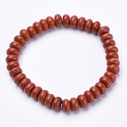 Jaspe Rouge Rouges bracelets naturels stretch jasper perlées, abaque, 2-1/4 pouces ~ 2-1/4 pouces (56~58 mm)