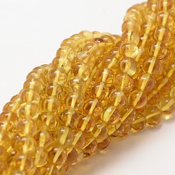 Ambre Brins ronds de perles d'ambre naturel, 6mm, Trou: 0.5~1mm, Environ 62 pcs/chapelet, 15.75 pouce