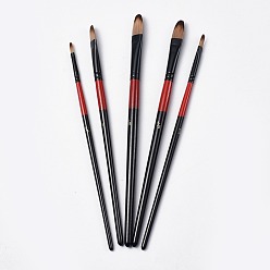 Negro Pinceles de madera juegos de bolígrafos, para acuarela pintura al óleo, negro, 180~198x5~9 mm, cepillo: 10~18x3~11 mm, 5 pcs / set