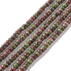 Vert Jaune Brins de perles rondelles de jaspe de sésame naturel teint/jaspe de kiwi, facette, vert jaune, 6x4mm, Trou: 1mm, Environ 87 pcs/chapelet, 14.76~15.16 pouce (37.5~38.5 cm)