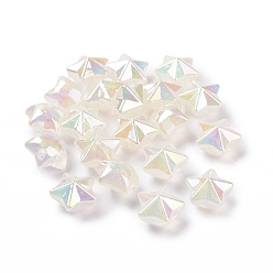 Beige Placage uv perles acryliques transparentes lumineuses, brillent dans le noir, étoiles, beige, 21x22x14.5mm, Trou: 3.8mm