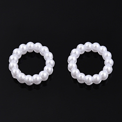 Ivoire Anneaux de liaison en plastique imitation perle abs, anneau, blanc, 10x2.5mm, diamètre intérieur: 6 mm, environ 1000 pcs / sachet 