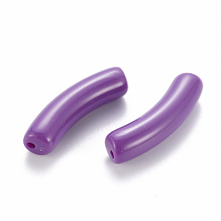 Violet Foncé Perles acryliques opaques, tube incurvé, violet foncé, 32x9.5x8mm, Trou: 1.8mm, environ330 pcs / 500 g