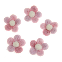 Pink Accesorios de traje tejidos de fieltro de lana hechos a mano, flor, rosa, 33~35 mm