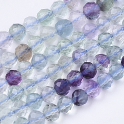Fluorita Perlas naturales fluorita hebras, facetados, rondo, 3 mm, agujero: 0.7 mm, sobre 110 unidades / cadena, 14.96 pulgada (38 cm)