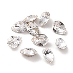Cristal Cabujones de diamantes de imitación de cristal, puntiagudo espalda y dorso plateado, facetados, teardop, cristal, 10x7x5 mm