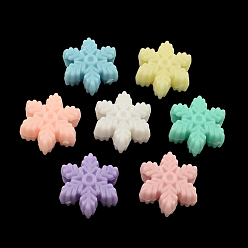 Mixed Color Opaque Acrylic European Beads, Large Hole Snowflake Beads, Mixed Color, 13x13x6mm, Hole: 4mm,  about 950pcs/500g
