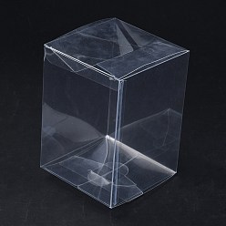 Claro Embalaje de regalo de caja de pvc de plástico transparente rectángulo, caja plegable impermeable, para juguetes y moldes, Claro, caja: 10x10x14.2 cm