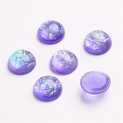 Pourpre Moyen Cabochons d'opale à demi-ronde en imitation de résine, support violet, 12mm