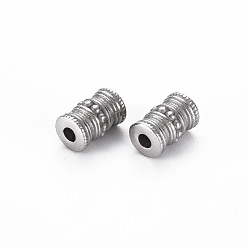 Stainless Steel Color 304 Stainless Steel Beads, Cadmium Free & Nickel Free & Lead Free, Grooved, Column, Stainless Steel Color, 9.5x6mm, Hole: 2mm