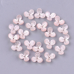 Pink Cellulose Acetate(Resin) Bead Caps, 3-Petal, Flower, Pink, 12x13x5.5~6mm, Hole: 1.2mm