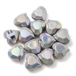 Gris Claro Cuentas de acrílico iridiscente arcoíris chapadas en uv, corazón, gris claro, 22x23x13 mm, agujero: 3.5 mm