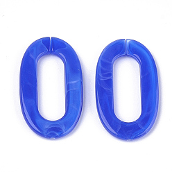 Bleu Royal Anneaux liant acrylique, connecteurs à liaison rapide, pour la fabrication de chaînes de bijoux, style de pierres fines imitation, ovale, bleu royal, 36.5x21x3.5mm, trou: 24.5x8.5 mm, sur: 290 pcs / 500 g
