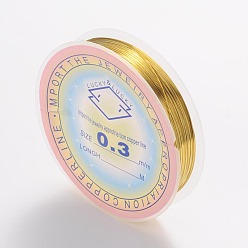 Золотистый Круглая медная проволока для ювелирных изделий, золотые, 20 датчик, 0.8 мм, около 9.84 футов (3 м) / рулон