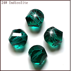 Bleu Vert Imitations de perles de cristal autrichien, grade de aaa, facette, polygone, sarcelle, 8mm, Trou: 0.9~1mm