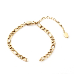 Golden 304 Stainless Steel Figaro Chain Bracelet Making, with Lobster Claw Clasps, Golden, 6-3/8 inch(16.1cm)