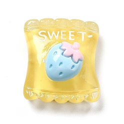 Jaune Cabochons de résine transparente, bonbon à la fraise, jaune, 18.5x16x9mm