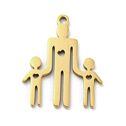 Oro Colgantes de acero inoxidable para el día de la madre 201, encanto familiar, dorado, 17.5x14x1 mm, agujero: 1.2 mm, 5 unidades / bolsa