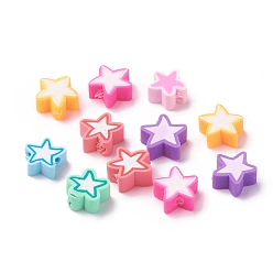 Mixed Color Handmade Polymer Clay Beads, Star, Mixed Color, 8.5~10.5x8.5~10.5x4.5mm, Hole: 1.6mm