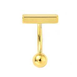 Golden 304 Stainless Steel T-Shaped Curved Barbell, Piercing Navel Ring for Women, Golden, 18x12mm, Pin: 1.6mm