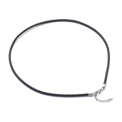 Black Braided Waxed Polyester Cord Necklaces Making, with 304 Stainless Steel Lobster Claw Clasps, Stainless Steel Color, Black, 18-3/4 inch(47.5cm)