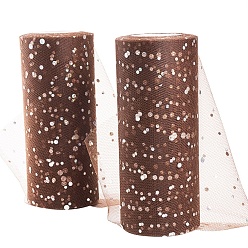 Brun De Noix De Coco Rubans de maille déco à paillettes scintillantes benecreat, tissu de tulle, Tissu à carreaux en tulle pour la fabrication de jupe, brun coco, 6 pouce (15 cm), à propos de 25yards / roll (22.86m / roll)