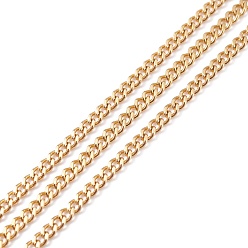 Golden 304 Stainless Steel Curb Chain, Faceted, with Spool, Unwelded, Golden, 2.9x2.2x0.5mm, about 32.8 Feet(10m)/roll