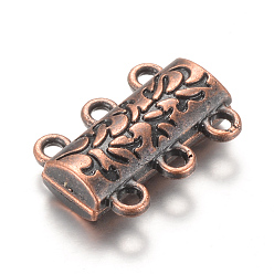 Red Copper Alloy Magnetic Clasps with Loops, Red Copper, 14x19x6mm, Hole: 2mm