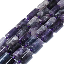 Fluorite Natural Purple Fluorite Beads Strands, Column, 14x8mm, Hole: 1mm, about 24pcs/strand, 15.75 inch(40cm)