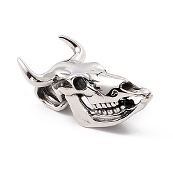 Antique Silver Tibetan Style 304 Stainless Steel Pendants, Skull, Antique Silver, 43x27x16mm, Hole: 9mm