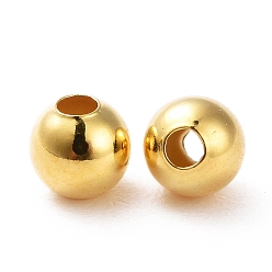 Настоящее золото 18K 925 стерлингов серебряные шарики Spacer, круглые, реальный 18 k позолоченный, 4 мм, отверстие : 1.4~1.5 мм