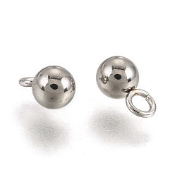 Stainless Steel Color 201 Stainless Steel 3D Ball Round Charms Pendants, Stainless Steel Color, 7x4x4mm, Hole: 1.5mm