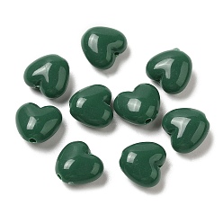 Vert Foncé Perles acryliques opaques, cœur, vert foncé, 9x9.5x5.5mm, Trou: 1.5mm, environ1650 pcs / 500 g