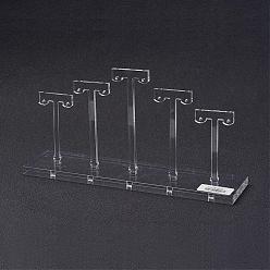 Прозрачный Акриловые стойки для серьги в форме буквы "Т", съемный, прозрачные, 20x10.4 см