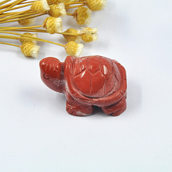 Jaspe Rouge Jaspe rouge naturel affichage décorations, ornement feng shui tortue pour la longévité, pour bureau à domicile, 38~42x25~27x20mm