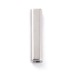 Stainless Steel Color 304 Stainless Steel Magnetic Clasps with Glue-in Ends, Cuboid, Stainless Steel Color, 24.8x6x6mm, Hole: 3mm