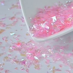 Perlas de Color Rosa Lentejuelas de caramelo de plástico / chip de paillette, relleno de resina uv, para la fabricación de joyas de resina epoxi, rosa perla, 2~20x2~16 mm, sobre 20 g / bolsa