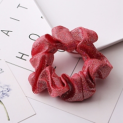 Red Glittered Cloth Elastic Hair Ties Scrunchie/Scrunchy Hair Ties for Girls or Women, Red, 40mm