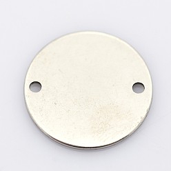 Couleur Acier Inoxydable Connecteurs plats ronds 201 en acier inoxydable, couleur inox, 20x1mm, Trou: 1.5mm