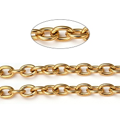Oro Revestimiento iónico (ip) 304 cadenas portacables de acero inoxidable, con carrete, unweled, dorado, 8x6x1.5 mm, aproximadamente 32.8 pies (10 m) / rollo