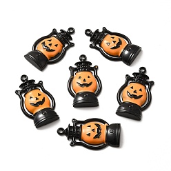 Electrophoresis Black Pendentifs en émail , Halloween pumpkin jack-o'-lantern, électrophorèse noir, 30x16.5x4mm, Trou: 1.5mm