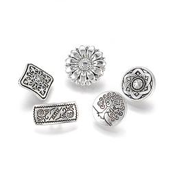 Antique Silver 1-Hole Tibetan Style Alloy Shank Buttons, Mixed Shapes, Antique Silver, 8.5~17.5x13.5~18x6~7mm, Hole: 2~2.5mm