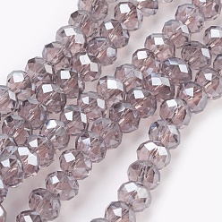 Chardon Perles en verre electroplate, perle plaquée lustre, facette, rondelle, chardon, 6x4~5mm, Trou: 0.8~1mm, Environ 85~88 pcs/chapelet, 16.1~16.5 pouce (41~42 cm)