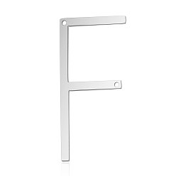 Letter F 201 Stainless Steel Links connectors, Letter, Stainless Steel Color, Letter.F, 37x17.5x1mm, Hole: 1mm