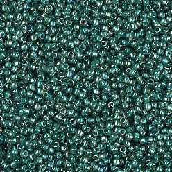 (1833) Teal Lined Aqua Rainbow Toho perles de rocaille rondes, perles de rocaille japonais, (1833) arc-en-ciel aqua doublé sarcelle, 11/0, 2.2mm, Trou: 0.8mm, environ5555 pcs / 50 g