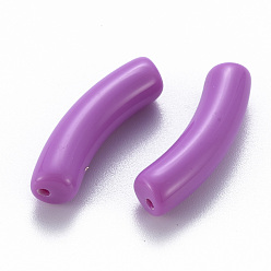 Medium Orchid Opaque Acrylic Beads, Curved Tube, Medium Orchid, 32x9.5x8mm, Hole: 1.8mm, about 330pcs/500g
